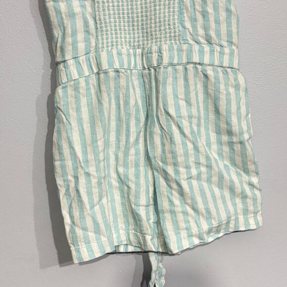 Old Navy | Girls Linen Striped Blue White Button Down Romper Jumpsuit Size L - Picture 9 of 12